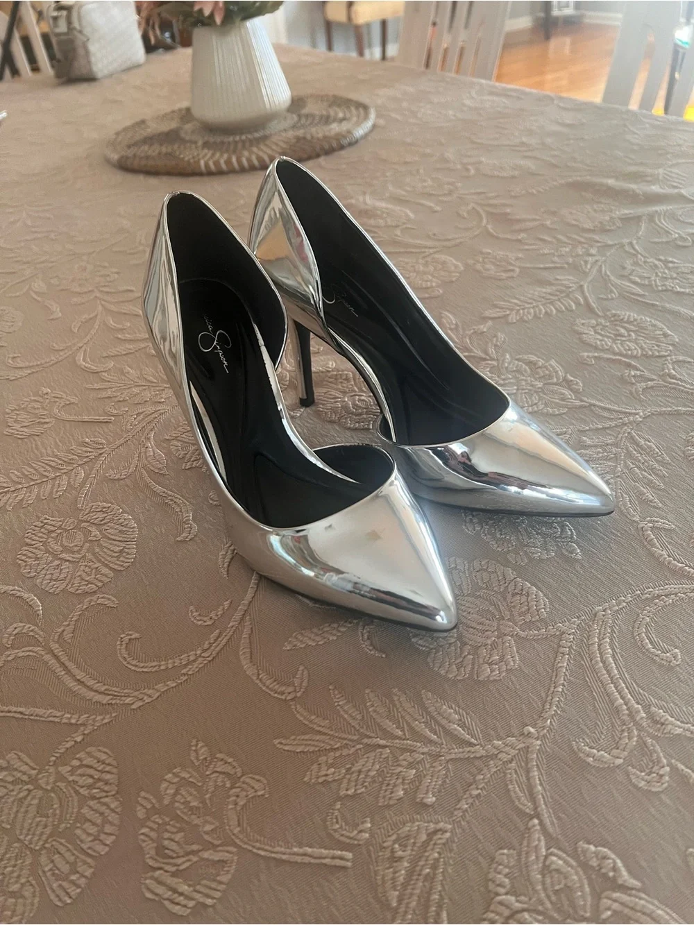 Jessica Simpson Metallic Silver Pointed-Toe Stiletto Pumps